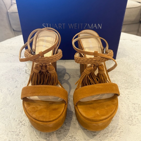 Stuart Weitzman Brown Suede Wedge Sandals